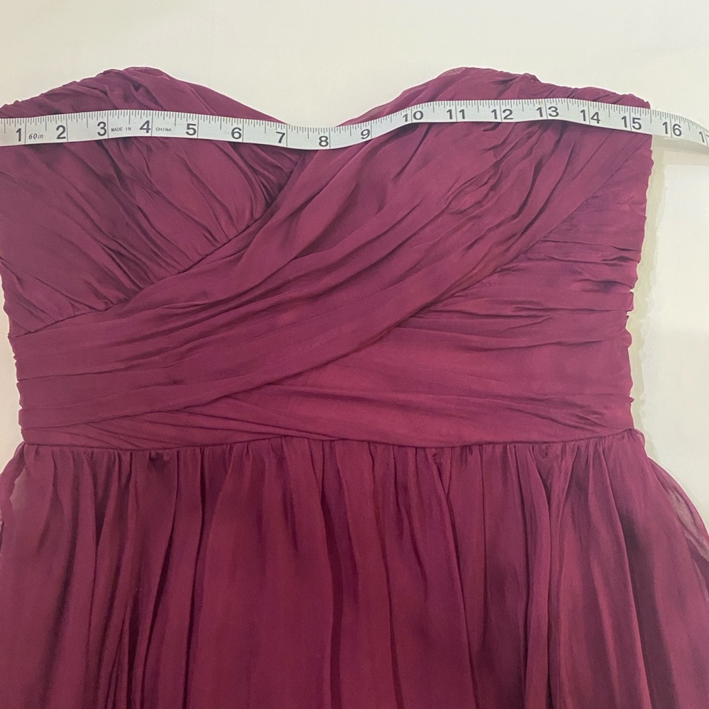 BADGLEY MISCHKA Cranberry 100% Silk A-Line Strapless Sweetheart Neckline Gown 6 - Picture 13 of 15